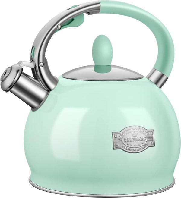 Tea Kettle for Stovetop Whistling Tea Kettles Modern Green Stainless Steel Teapo