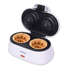 Double Waffle Bowl Maker by  – White – Make bowl shapes Belgian waffles in