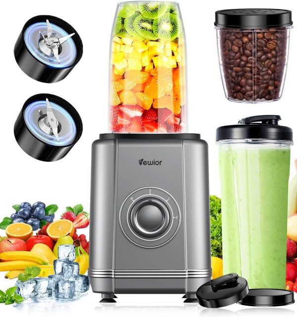 1200W Blender for Shakes and Smoothies,VEWIOR Personal Blender with 6-Edge Blade