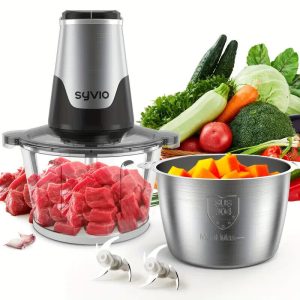 SYVIO 400W BPA-Free Food Processor, 4 Stainless Steel Blades, High-Speed, Safe