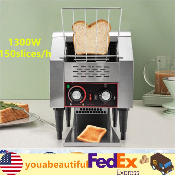 150Slices/H 110V 1300W Commercial Conveyor Toaster Electric Bread Baking Machine