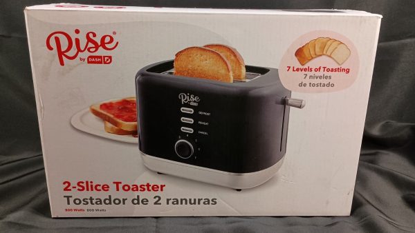 Rise by Dash RTT200GBBK06 Toaster  Black 2-Slot  NIB Open Box