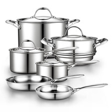 Stainless Steel Kitchen Cookware Sets 10-Piece, Multi-Ply Full Clad Pots and …