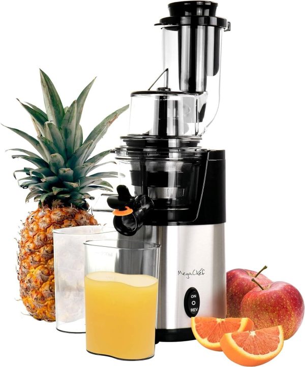 MegaChef Pro Stainless Steel Slow Juicer Fruit Vegetable Healthier Juicer-Silver