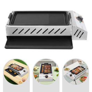 BBQ Grill Electric Barbecue Grill Electric Griller Silver Stainless Steel 2.5KW