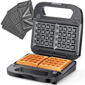 3-in-1 Waffle, with Removable Non-Stick Plates, Perfect for Cooking, Cheese ect