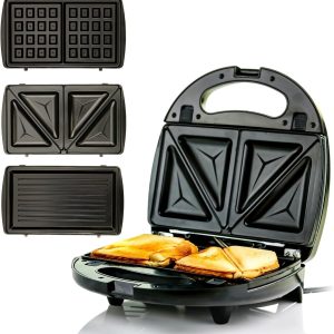 OVENTE 3 in 1 Electric Sandwich Maker, Panini Press Grill and Waffle Iron Set