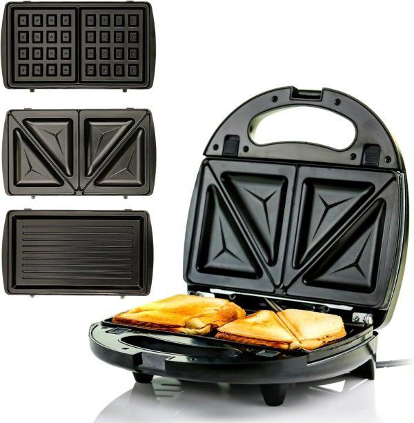 OVENTE 3 in 1 Electric Sandwich Maker, Panini Press Grill and Waffle Iron Set