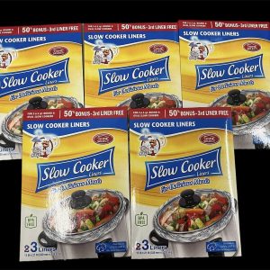 (5) Slow Cooker Liners Pack of 3 Will Fit Oval and 3-6.5 Qt Rounds 15 Total