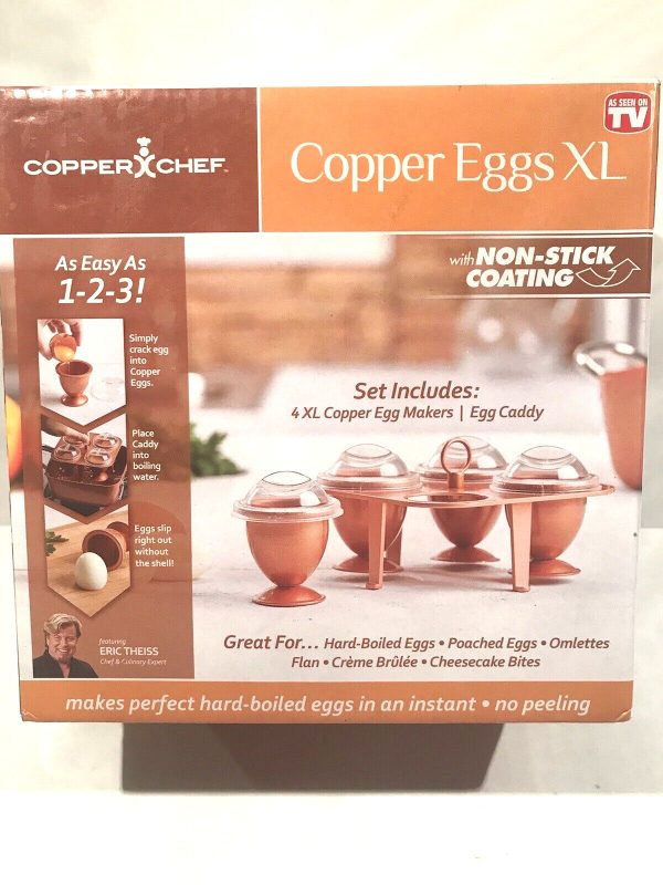 Egg Cooker Copper Chef Copper Eggs XL Easy As 1-2-3 Non-Stick Coating New