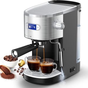 20 Bar Semi-Automatic Espresso Machine , Powerful Steam Wand, 40.5oz Water Tank