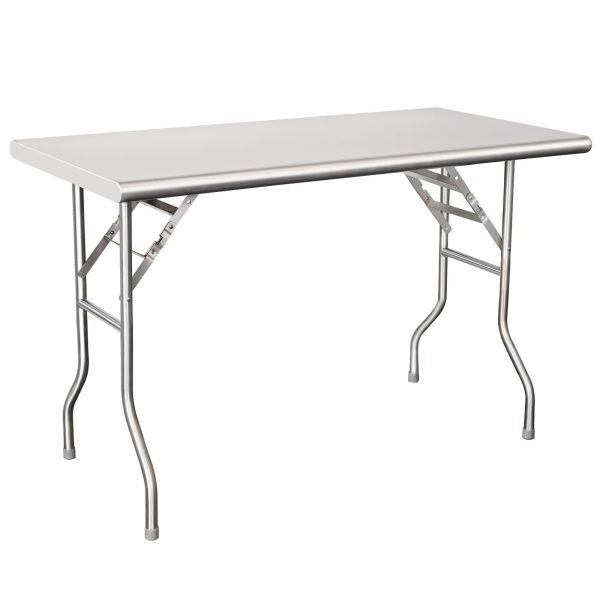 HARDURA Folding Stainless Steel Table 24X48 Inches with Galvanized Legs NSF C…