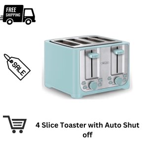 4 Slice Toaster with Auto Shut off – Extra Wide Slots & Removable Crumb Tray and