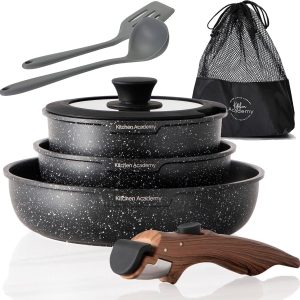 Detachable Handle Induction Cookware Sets 10 Piece Non-stick Cooking Pots