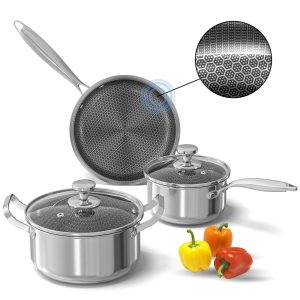 Pots and Pans Set,5 Pcs Nonstick Kitchen Cookware Sets,Stainless Steel Pots a…