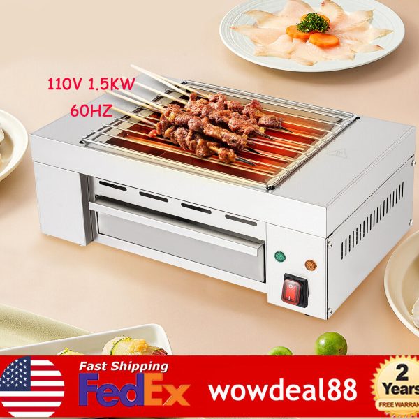 Modern Barbecue Electric Grill Indoor Grill SUS201 Stainless Steel 1500W W/ Tray