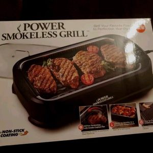 Smokeless Indoor Electric Grill With Tempered Lid & Interchangeable Griddle NIB