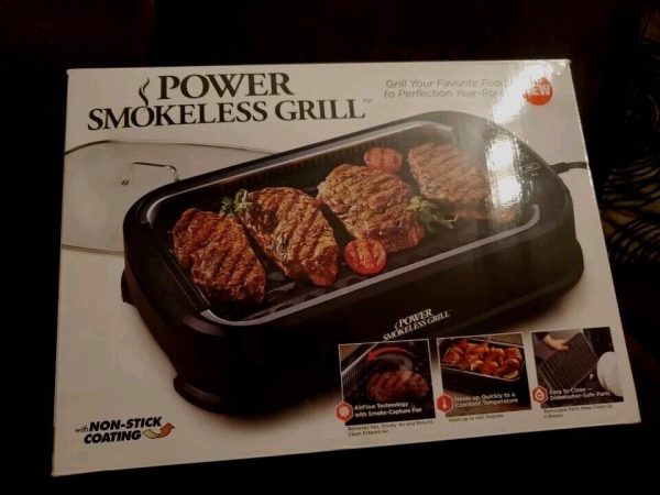 Smokeless Indoor Electric Grill With Tempered Lid & Interchangeable Griddle NIB