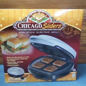 Chicago Sliders Non-stick Electric Grill Indoor 4 Mini Burgers At Once