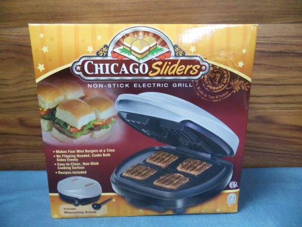 Chicago Sliders Non-stick Electric Grill Indoor 4 Mini Burgers At Once