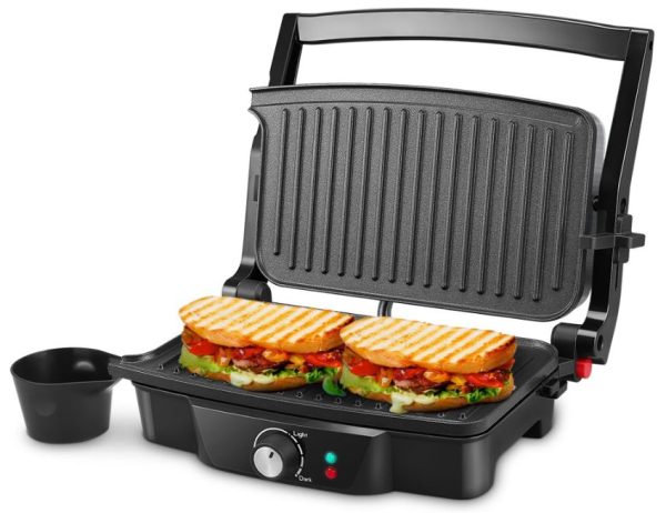 Panini Maker, 2-Slice Grill, Non-Stick Plates, Opens 180° for Sandwiches