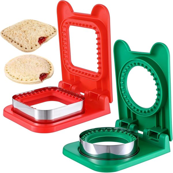 2 PCS Uncrustable Sandwich Maker, Sandwich Cutters for Kids Lunch, Circle and Sq