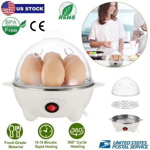 7-Egg Capacity Electric Egg Cooker Steamer Non Stick for Hard Boiled,Poacher Egg