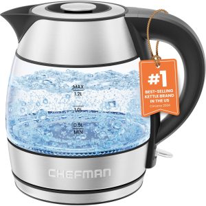 Rapid Boil 1.2L Electric Tea Kettle with Removable Lid – Stainless Steel, New