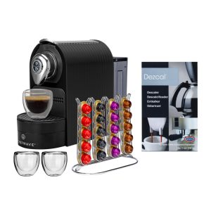 ChefWave Espresso Machine for Nespresso Black Capsule Holder and Cups Bundle