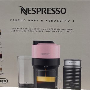 Nespresso Vertuo Pop+ Coffee Machine with Aeroccino Frother by De’Longhi