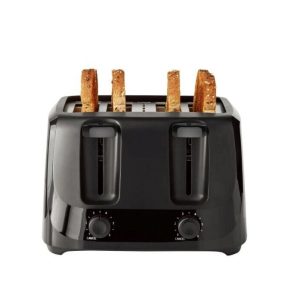 Mainstays 4-Slice Toaster Black with 6 Shade Settings and Removable Crumb Tray