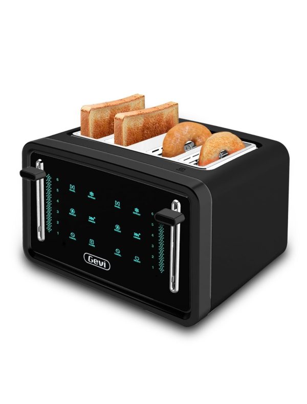 Gevi 4Slice Toaster Touch Screen Stainless Steel Digital Timer 6 Shade Settings