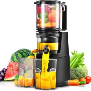 Cold Press Juicer,Slow Masticating Juicer Machines with 5.3″ Large Feed Chute fo