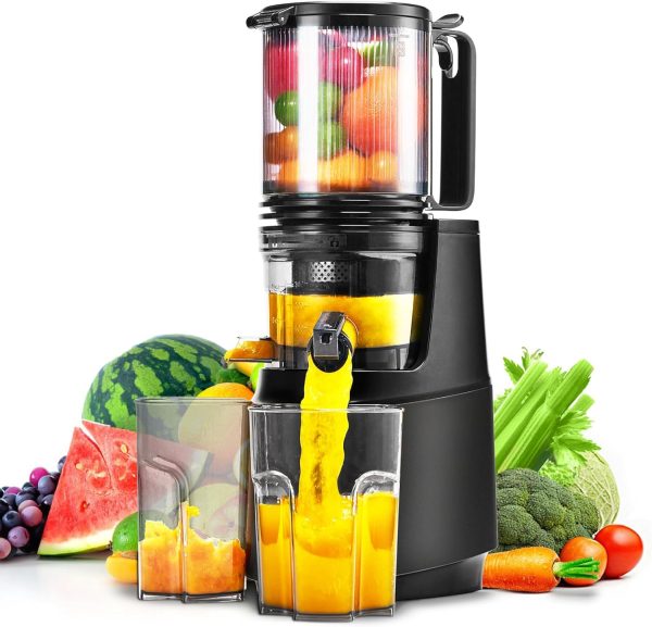 Cold Press Juicer,Slow Masticating Juicer Machines with 5.3″ Large Feed Chute fo