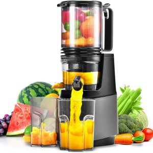 Cold Press Juicer,Slow Masticating Juicer Machines with 5.3″ Large Feed Chute fo