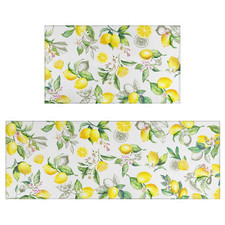 Lemon Kitchen Rugs Set of 2, Farmhouse Lemon Kitchen Rugs and Mats Non-Slip W…