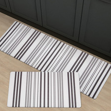 Farmhouse Stripe Anti-Fatigue Kitchen Mat Set of 2, Cushioned Foam Kitchen Ma…