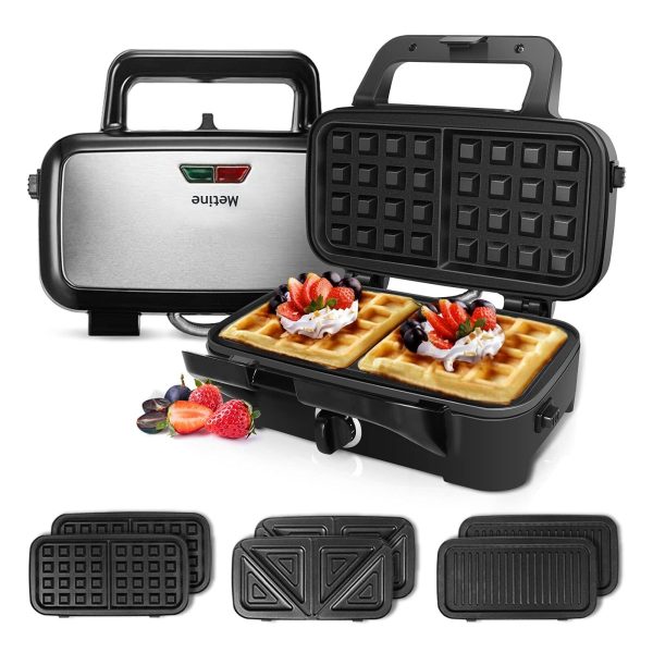 Waffle Makers 3in1 Waffle Iron Panini Press Sandwich Maker With Removable Plates