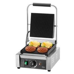 Commercial Panini Press Grill Electric Sandwich Maker Griddle Plate 9″x9″