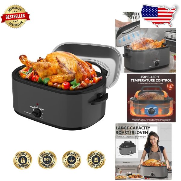 28-Quart Electric Roaster Oven with Self-Basting Lid – Perfect for Large Meals