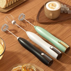 Electric Coffee Whisk Wireless USB Rechargeable Egg Beater 3 Speeds Mini 1500mAh