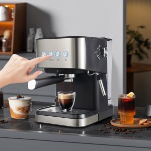 Semi-automatic Coffee Machine Cappuccino Machine W/ Insulated Cup Holder 1050W