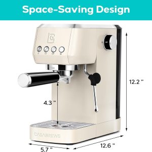 CASABREWS Espresso Machine 20 Bar, Stainless Steel Cappuccino & Latte Machine…