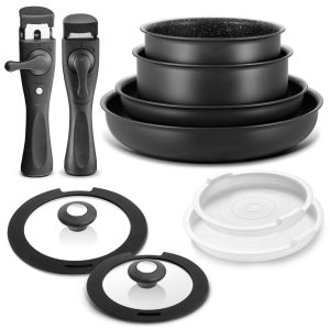 Induction Cookware Set 10 Pieces, Nonstick Pots and Pans Set with Removable H…