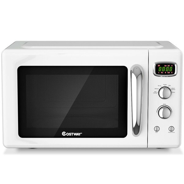 0.9Cu.ft. Retro Countertop Mini Microwave Oven 900W 8 Cooking Set White