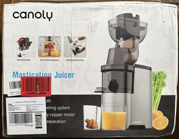 Canoly Masticating Juicer Machine Slow Cold Press Juicer NEW OPEN BOX