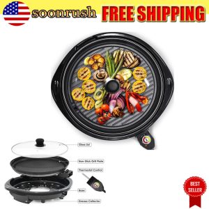 Smokeless Indoor Electric Tabletop Grill Nonstick,  Removable Grilling Plate US