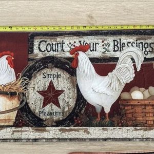 Farmhouse Chickens & Eggs Kitchen Mat Non Slip Grip Backing