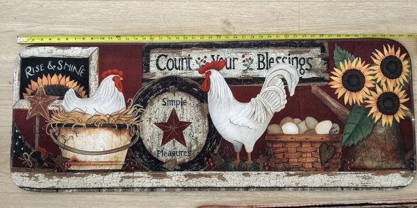 Farmhouse Chickens & Eggs Kitchen Mat Non Slip Grip Backing