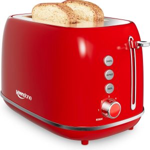 2 Slice Stainless Steel Toaster with 6 Bread Shade Settings – Retro Wide Slots